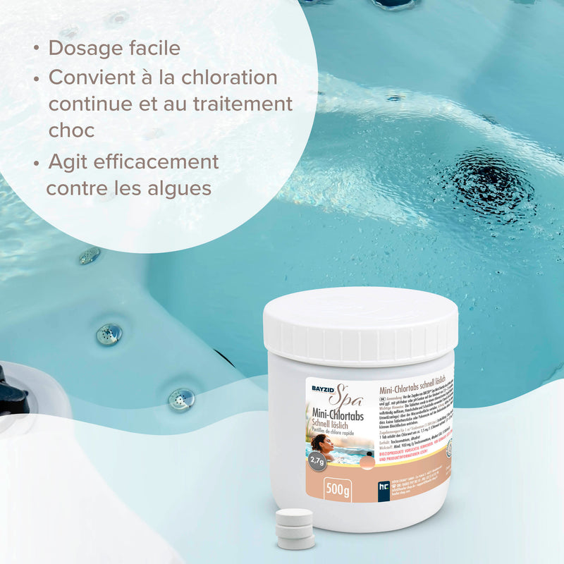 500g Mini pastilles de chlore BAYZID® SPA à dissolution rapide