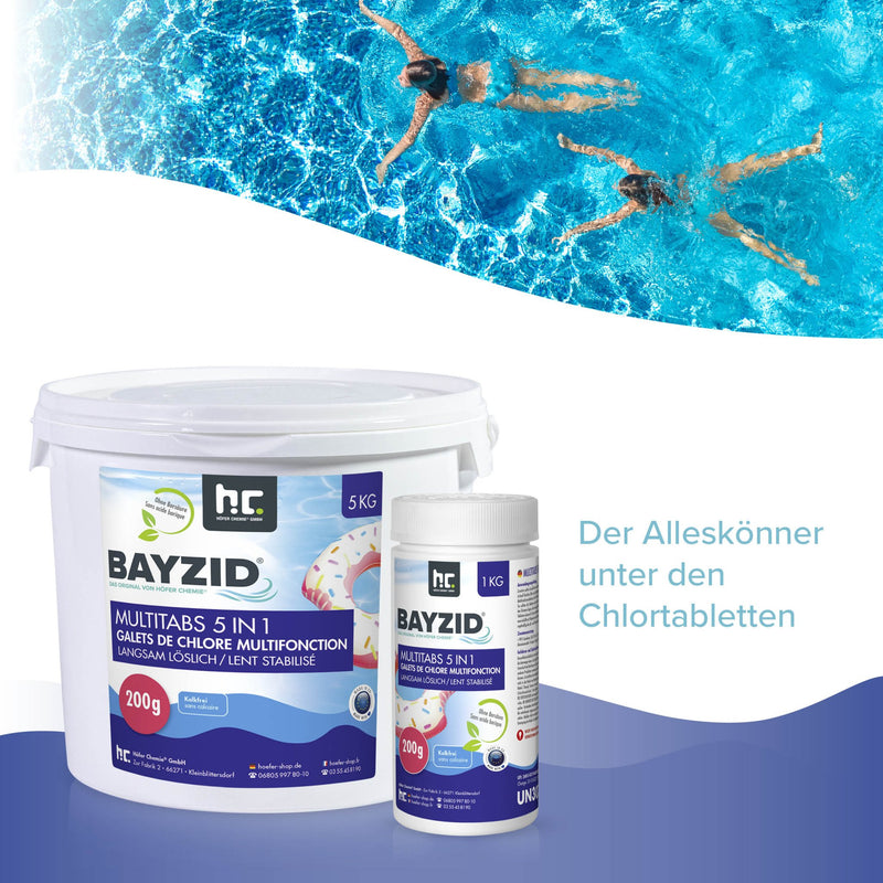 5 kg BAYZID® Multitabs 200g 5in1 für Pools in Eimer - Höfer Chemie GmbH
