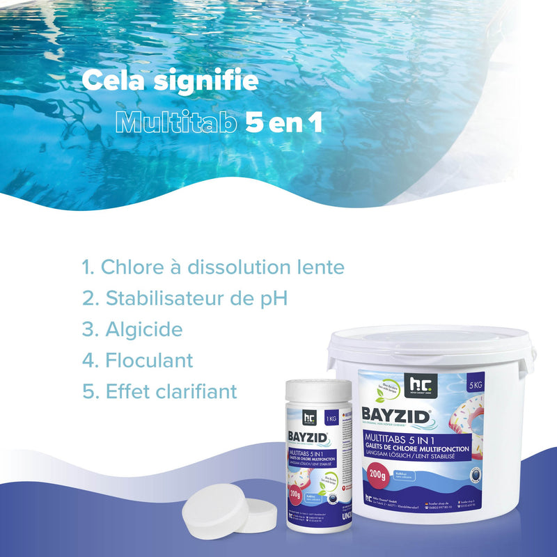 5 kg BAYZID® Multitabs 200g 5in1 für Pools in Eimer - Höfer Chemie GmbH