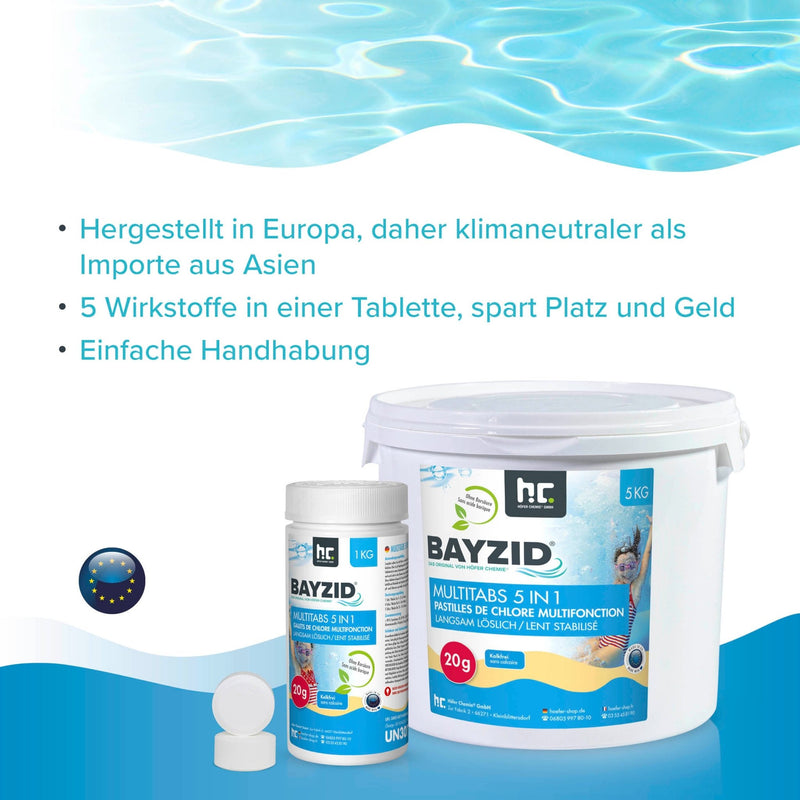 5 kg BAYZID® Multitabs 20g 5in1 für Pools in Eimer - Höfer Chemie GmbH