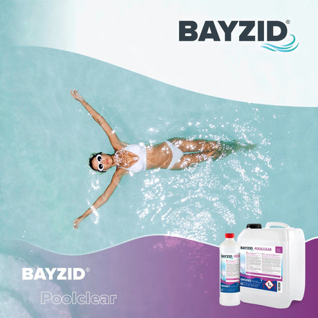 5 L BAYZID® Poolclear - Trübungsbeseitigung für Pool - Filter mit Kartuschen & Filterballs - Höfer Chemie GmbH