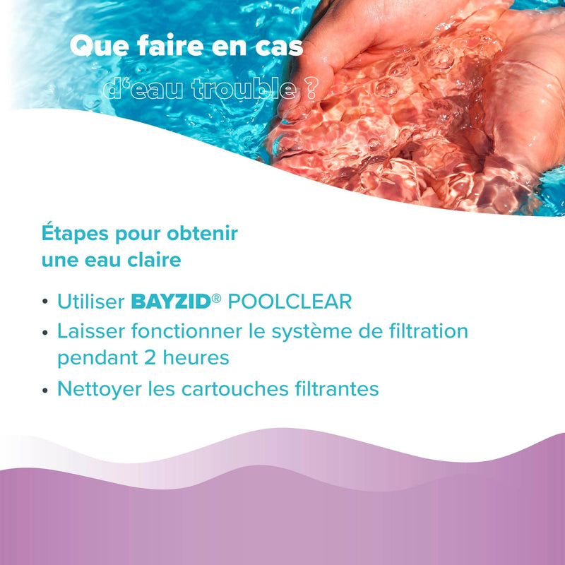 5 L BAYZID® Poolclear - Trübungsbeseitigung für Pool - Filter mit Kartuschen & Filterballs - Höfer Chemie GmbH