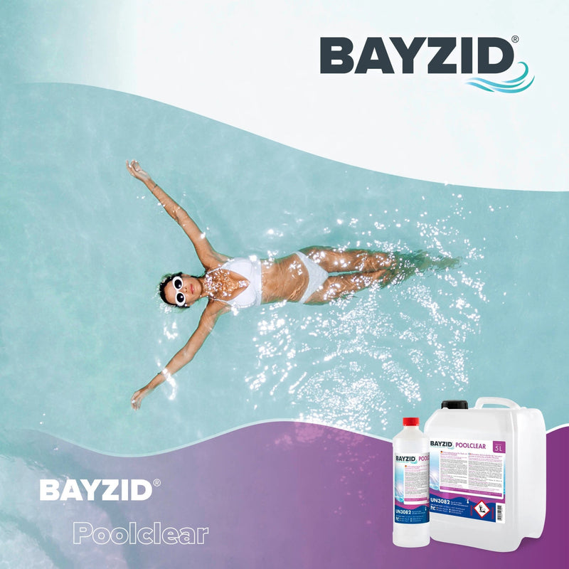 5 L BAYZID® Poolclear - Trübungsbeseitigung für Pool - Filter mit Kartuschen & Filterballs - Höfer Chemie GmbH