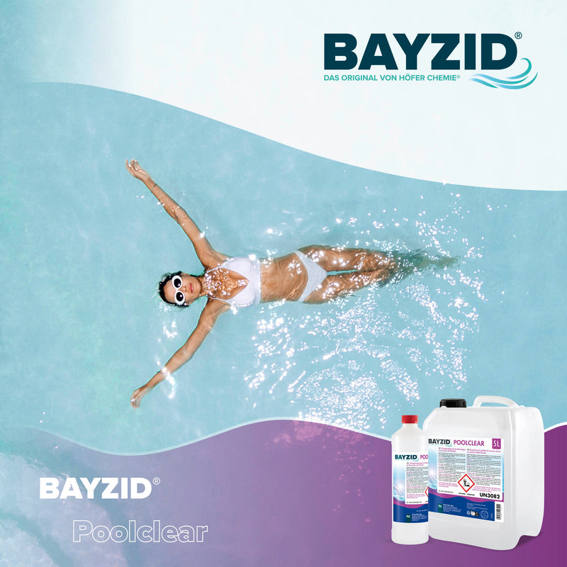 1 L BAYZID® Poolclear - Trübungsbeseitigung für Pool-Filter mit Kartuschen & Filterballs - Höfer Chemie GmbH