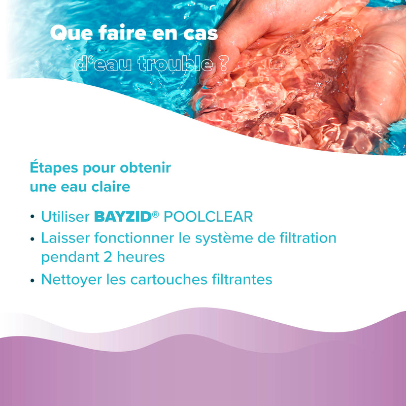 1 L BAYZID® Poolclear - Trübungsbeseitigung für Pool-Filter mit Kartuschen & Filterballs - Höfer Chemie GmbH