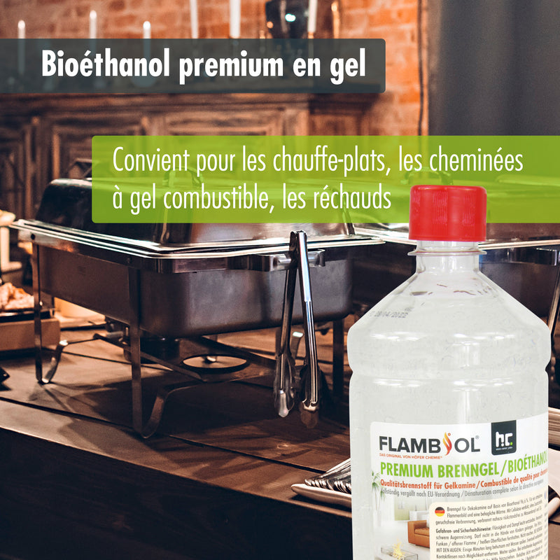 Bioéthanol premium sous forme de gel FLAMBIOL® en bouteille de 1 L