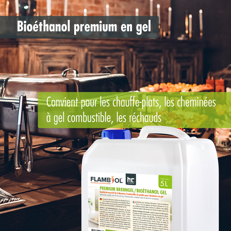 Bioéthanol premium en gel FLAMBIOL® en bidon de 5 L