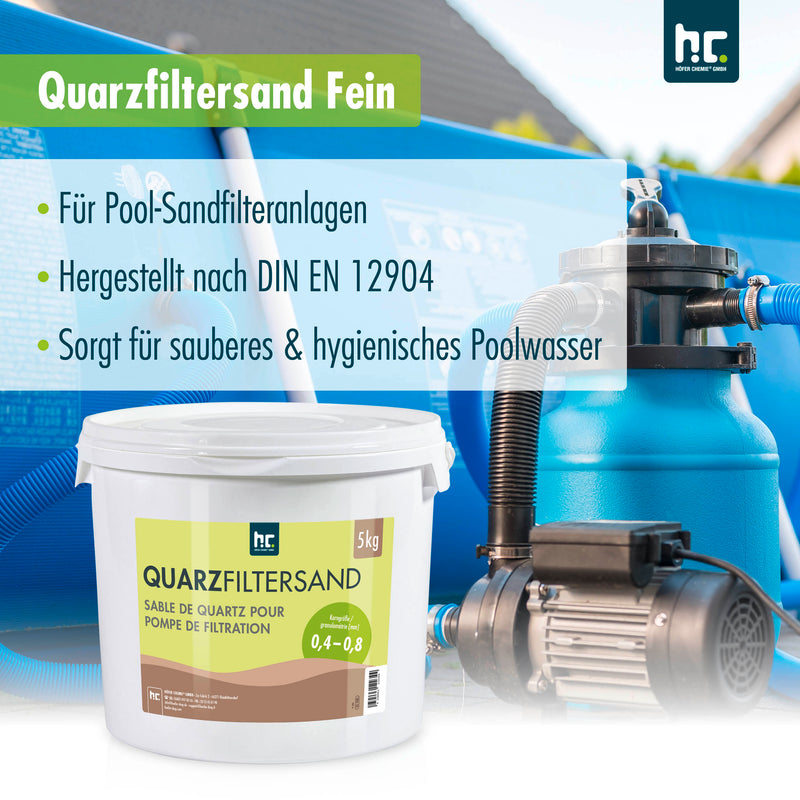 5 kg Premium Quarzsand Filtersand 0,4 - 0,8 mm - Höfer Chemie GmbH