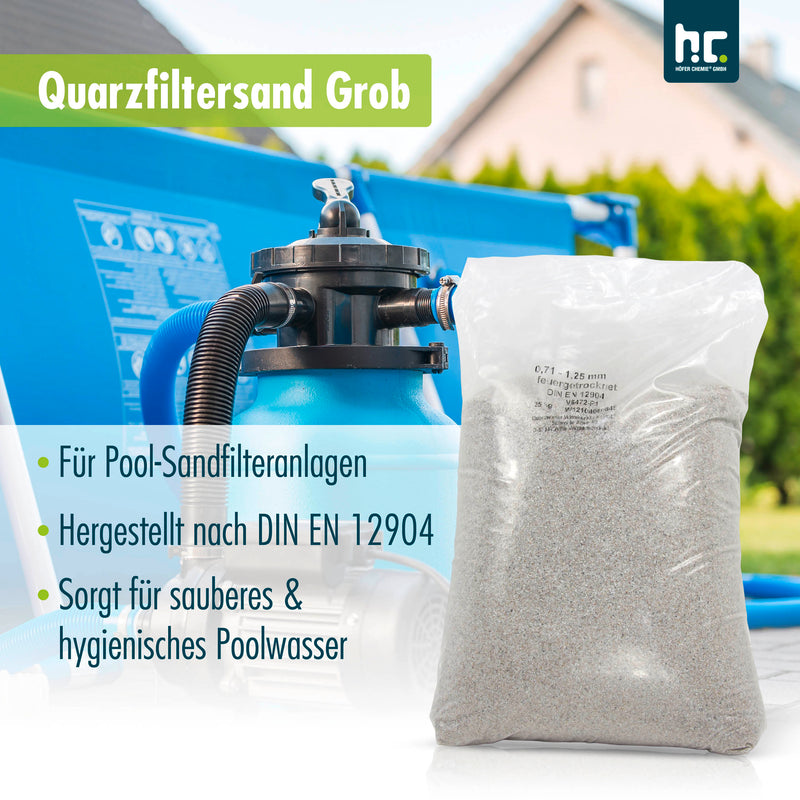 25 kg Premium Quarzsand Filtersand 0,71 - 1,25 mm - Höfer Chemie GmbH