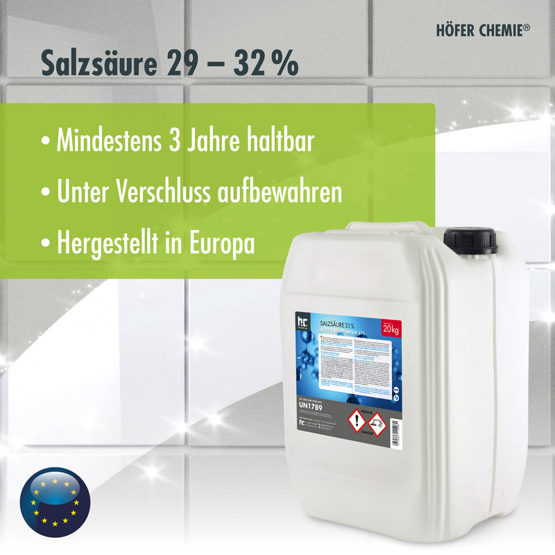 salzsäure aufbewahrung 20 kg Höfer Chemie® Salzsäure 29-32%