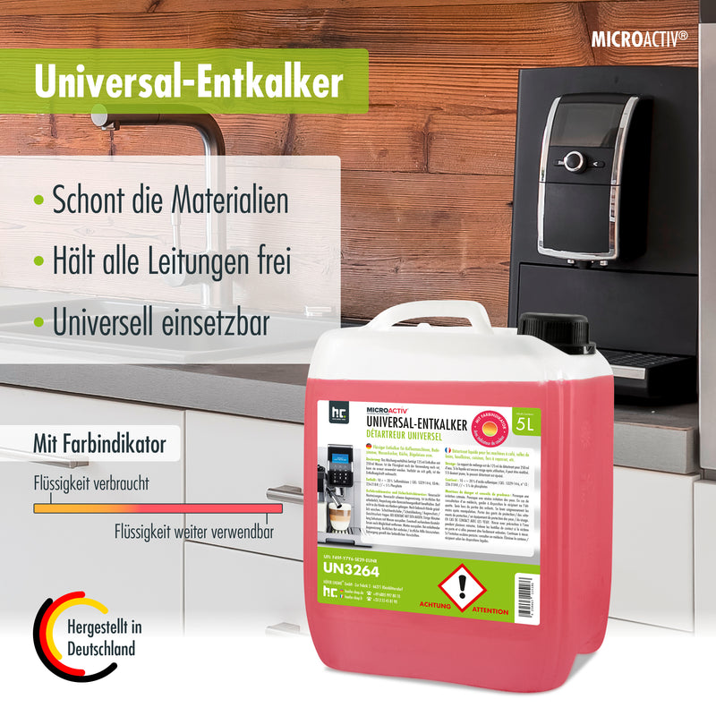 5 L Microactiv® Universal Entkalker mit Farbindikator für Kaffeevollautomaten im Kanister