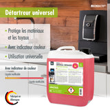 Détartrant universel Microactiv® avec indicateur de couleur pour machines à café entièrement automatiques en bidon de 5 L