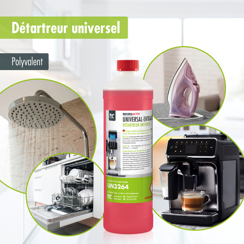 Détartrant universel Microactiv® avec indicateur de couleur en bouteille de 1 L