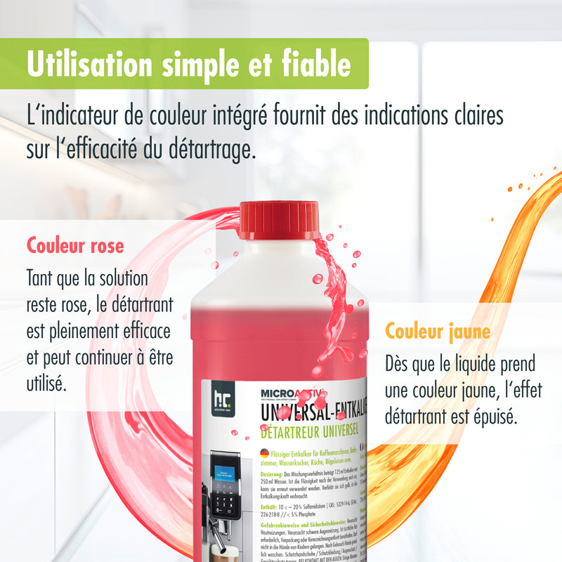 Détartrant universel Microactiv® avec indicateur de couleur en bouteille de 1 L