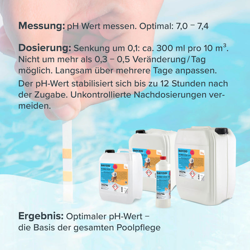 1 kg BAYZID® pH Minus flüssig 14,9% für Pools in Flaschen