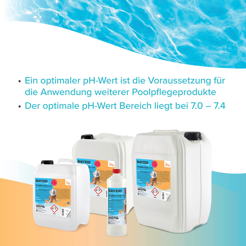 1 kg BAYZID® pH Minus flüssig 14,9% für Pools in Flaschen