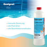 1 kg BAYZID® pH Minus flüssig 14,9% für Pools in Flaschen
