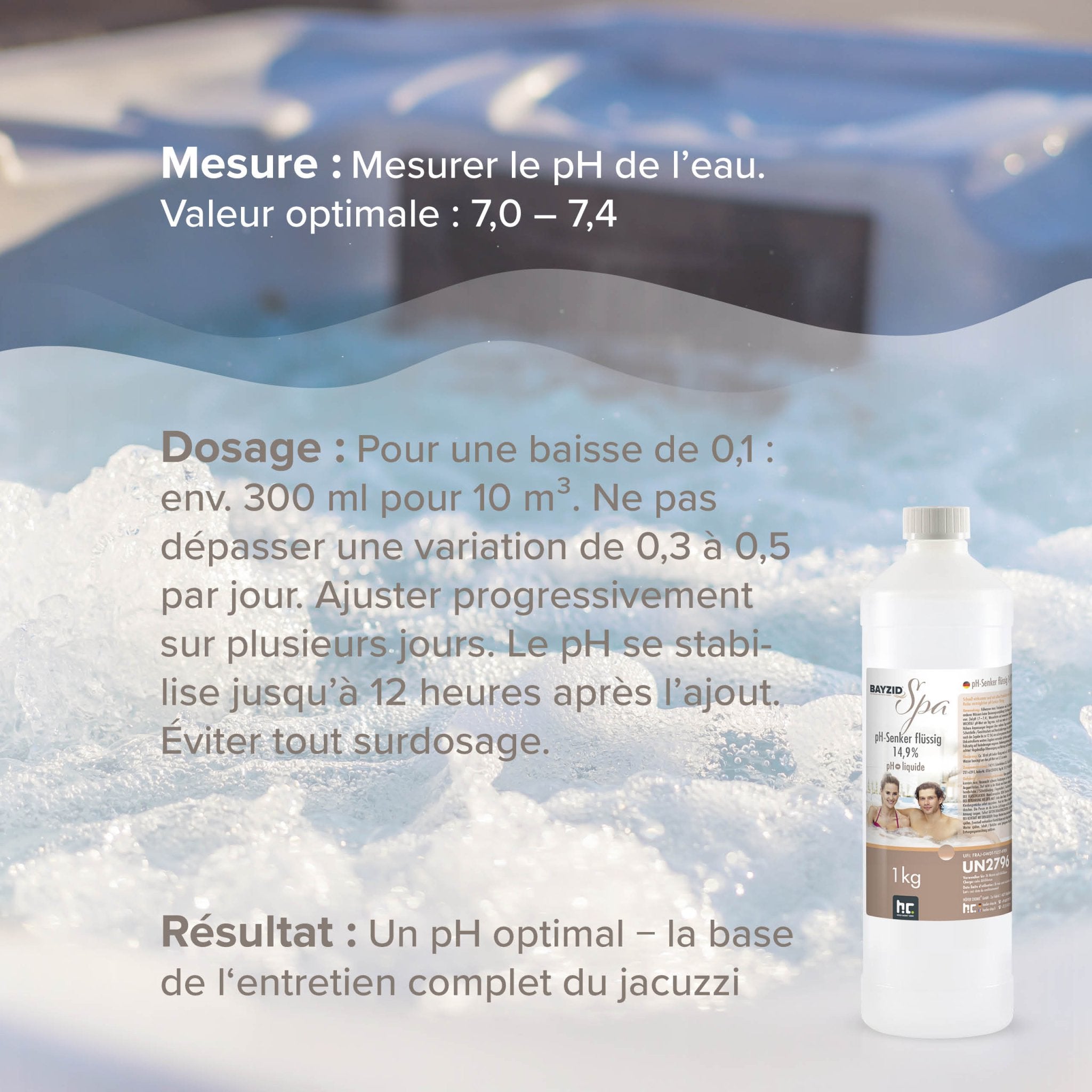 pH moins liquide 14,9% Bayzid SPA en bouteilles de 1 KG Hfer Chemie GmbH