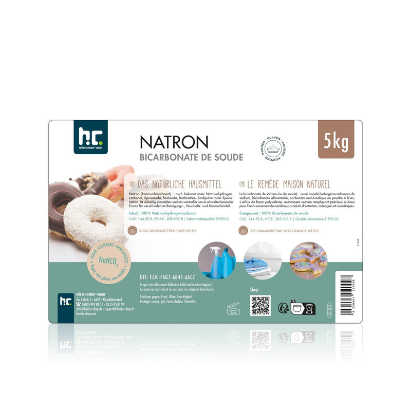 5 kg Natron Backsoda Natriumhydrogencarbonat in Lebensmittelqualität - Höfer Chemie GmbH