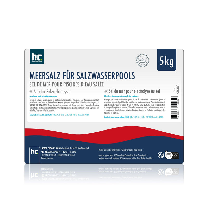 5 kg Meersalz für Salzwasserpools / Salzelektrolyse - Höfer Chemie GmbH