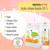 1 L Microactiv® citroenzuur 50% vloeibare ontkalker in flessen