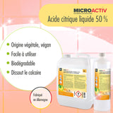 Acide Citrique Liquide 50% Microactiv® détartrant en bidon de 5 L