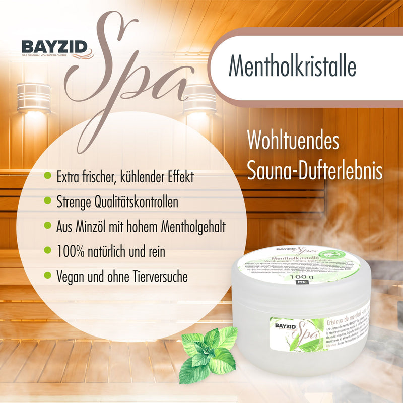 Cristaux de menthol BAYZID® SPA pour sauna en pot de 100 g