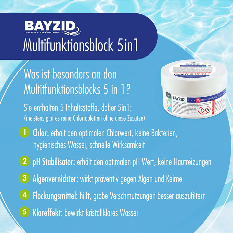 Chlore multifonction Bayzid®, bloc de 500g