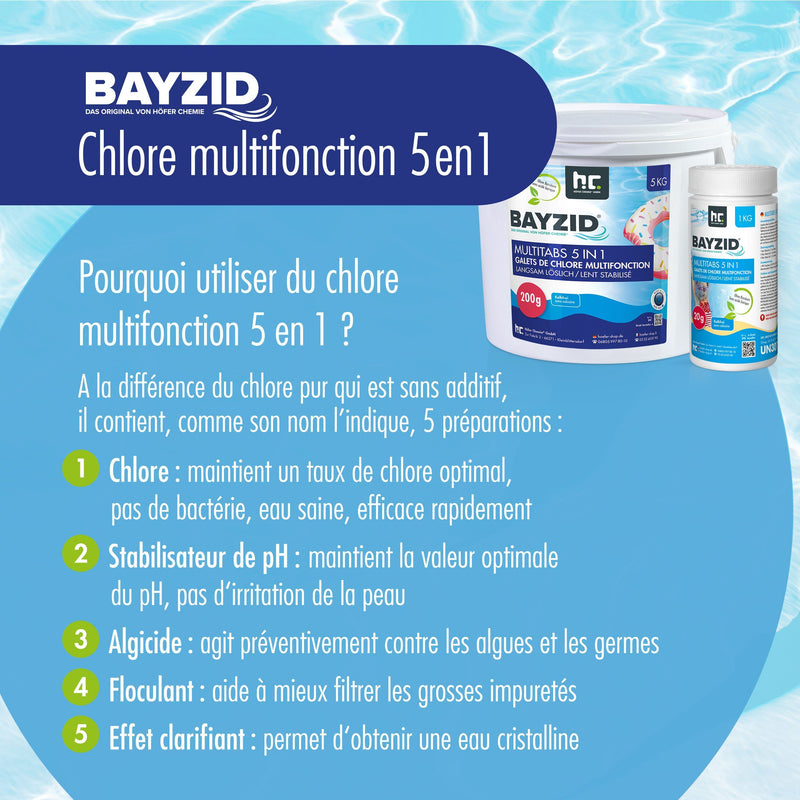 5 kg BAYZID® Multitabs 200g 5in1 für Pools in Eimer