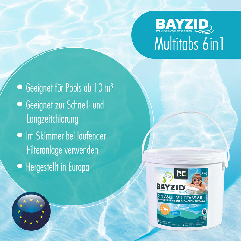 1 kg BAYZID® Galets de Chlore multi-fonction 6-en-1 de 200g - biphase