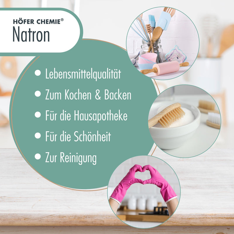 1 kg Höfer Chemie® Natron Backsoda Natriumhydrogencarbonat in Lebensmittelqualität