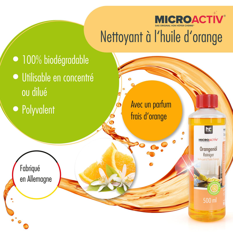 500 ml Microactiv® Orangenöl Reiniger Konzentrat in Flasche