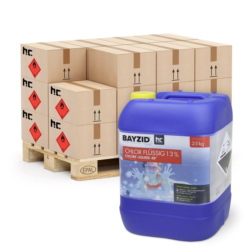 25 kg BAYZID® Chlor 13% flüssig für Pools in Kanister - Höfer Chemie GmbH