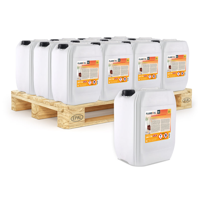 20 L FLAMBIOL® bio-ethanol 96,6% premie voor ethanolhaarden in jerrycans