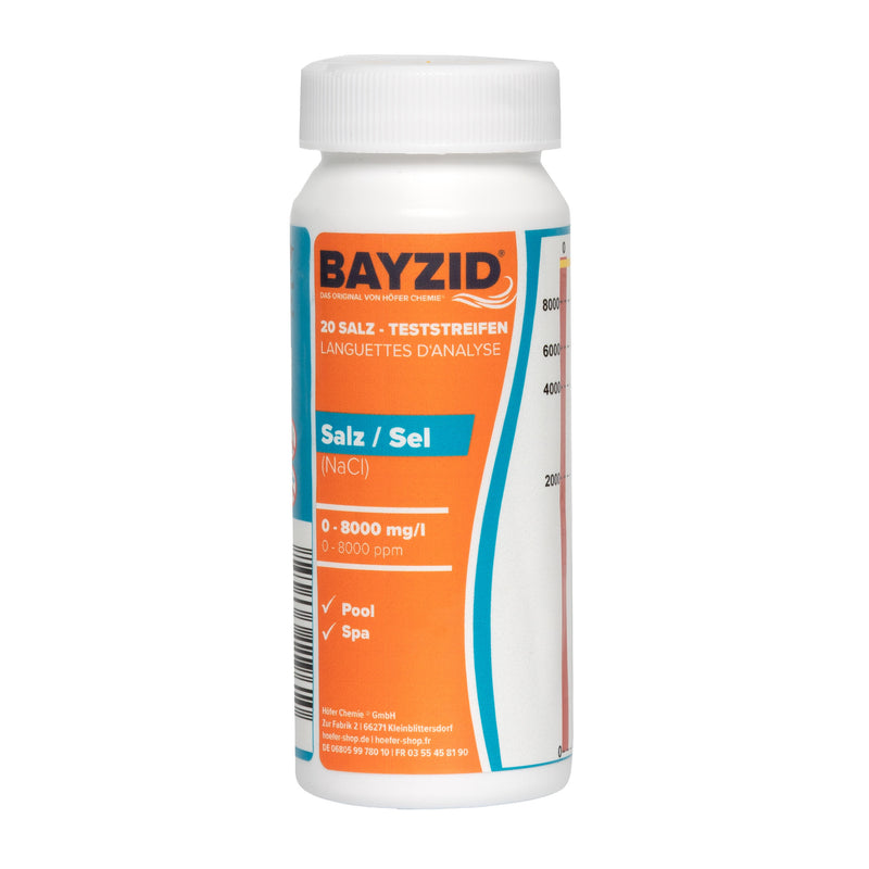 BAYZID® Pool-teststrips voor zout water (NaCl) 0-8000 mg/l