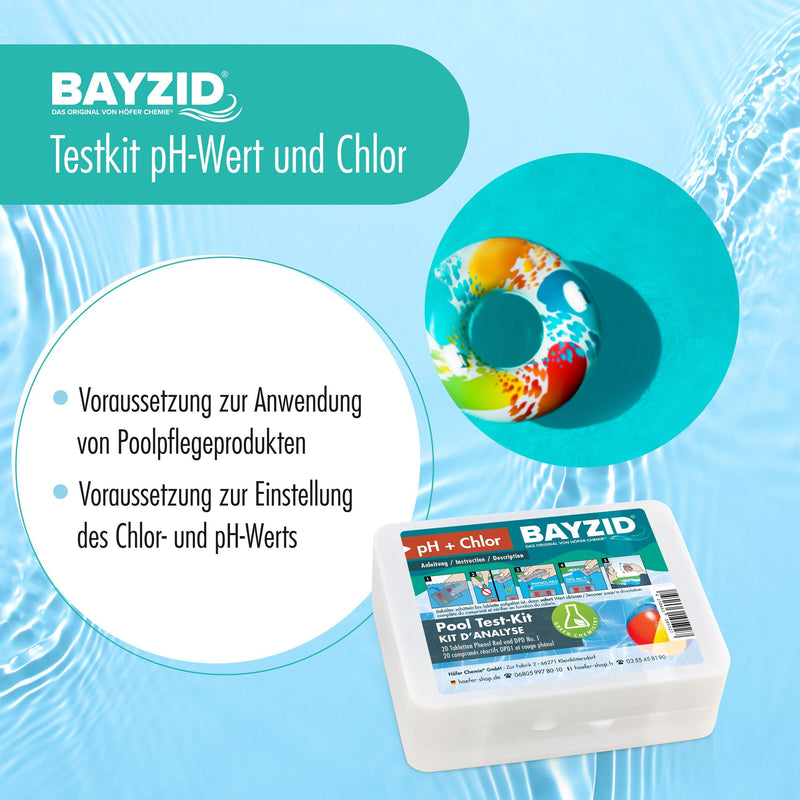 Test-Kit zur optimalen Messung des Chlorgehalts und pH-Werts