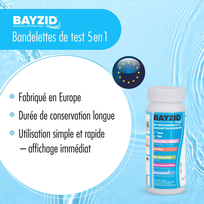 50 Stück BAYZID® 5 in 1 Pool Teststreifen