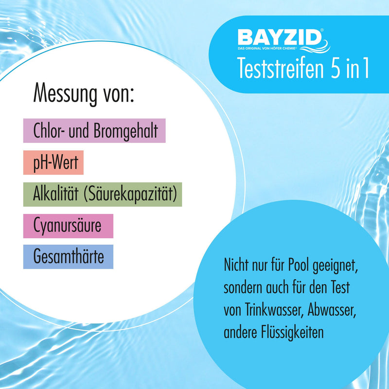 50 Stück BAYZID® 5 in 1 Pool Teststreifen