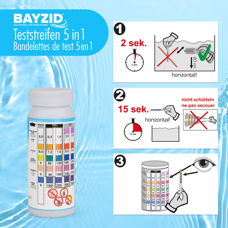 50 Stück BAYZID® 5 in 1 Pool Teststreifen