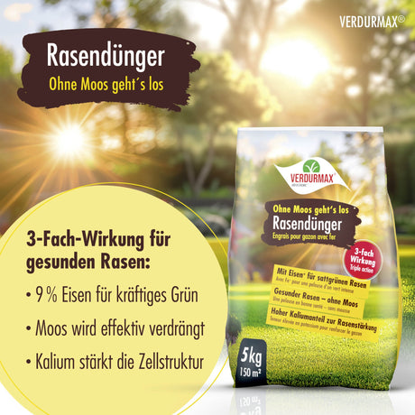 5 kg VERDURMAX® Rasendünger mit Eisen - Ohne Moos geht´s los