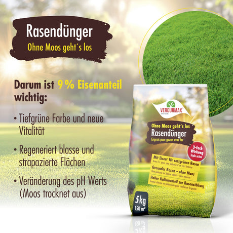5 kg VERDURMAX® gazonmest met ijzer - Weg met het mos