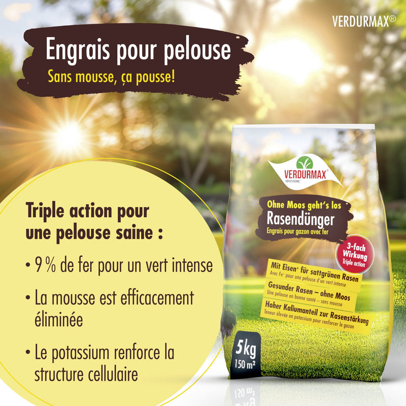 5 kg VERDURMAX Engrais pour pelouse contenant du fer 