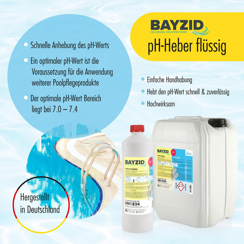 28 kg BAYZID® pH Plus vloeistof voor zwembaden in grote jerrycans